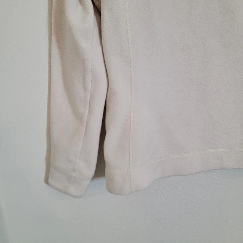 LL Bean Womens XS Fleece Jacket Full Zip Fair Isle Snowflake Cream Gray Nordic